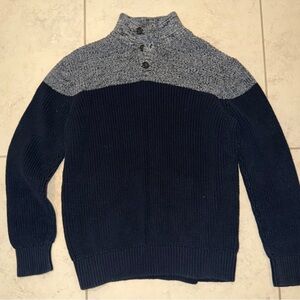 Banana Republic Men’s Large Two-Tone Mock Neck Button Sweater - Navy & Gray